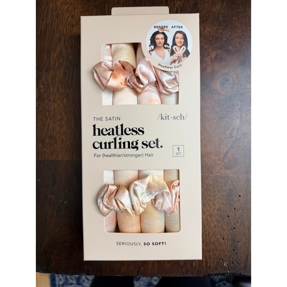 Kitsch Heatless Curling Set Women OS Sunset Tie Dye Satin Hair Roller NWT